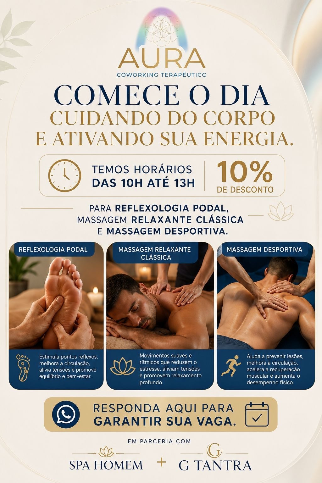 Aura Coworking Terapêutico: 10% de desconto das 10h às 13h em massagens selecionadas