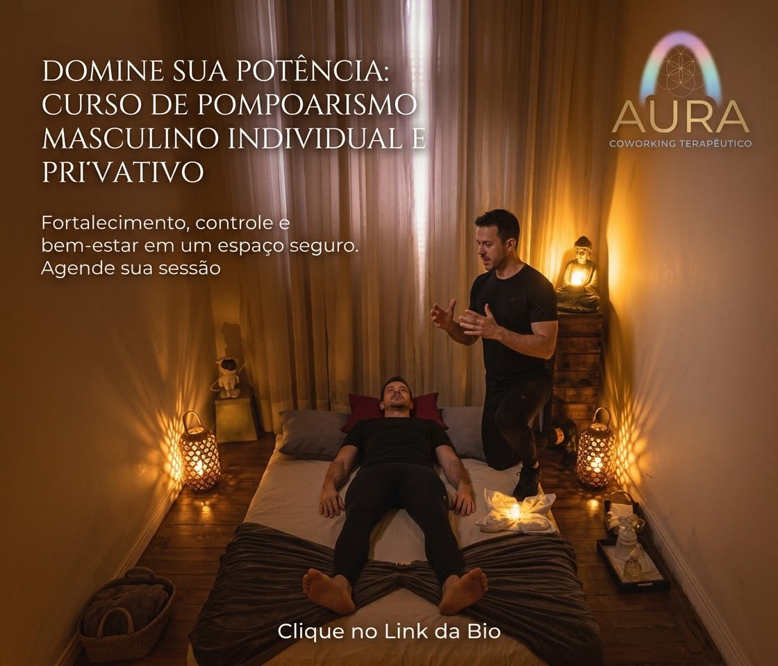 Curso de Pompoarismo Masculino: instrutor e aluno vestidos em ambiente privativo